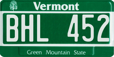 VT license plate BHL452