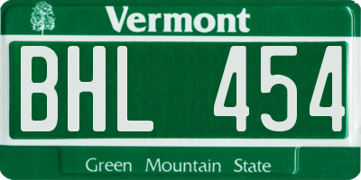 VT license plate BHL454