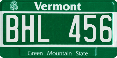 VT license plate BHL456