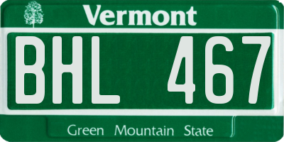 VT license plate BHL467