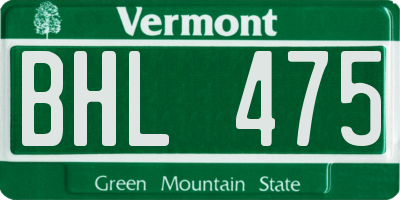 VT license plate BHL475
