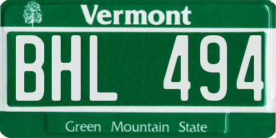 VT license plate BHL494