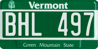 VT license plate BHL497