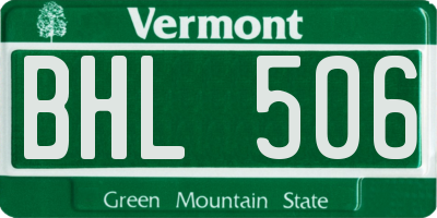 VT license plate BHL506