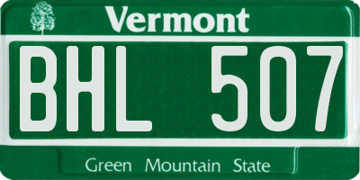 VT license plate BHL507