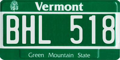 VT license plate BHL518