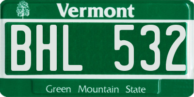VT license plate BHL532
