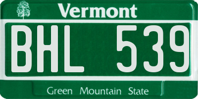 VT license plate BHL539