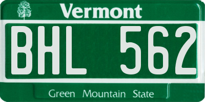 VT license plate BHL562