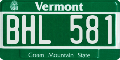 VT license plate BHL581
