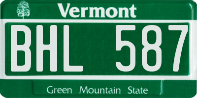 VT license plate BHL587