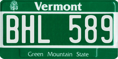 VT license plate BHL589