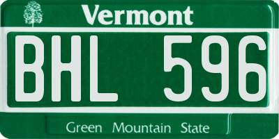 VT license plate BHL596