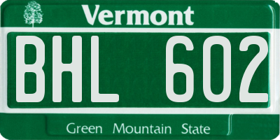 VT license plate BHL602