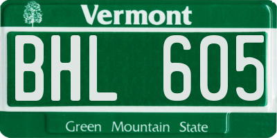VT license plate BHL605