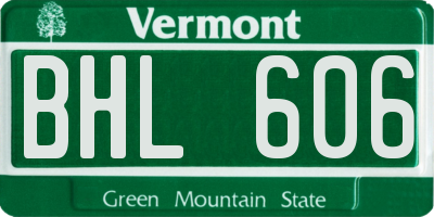 VT license plate BHL606