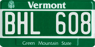 VT license plate BHL608