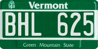 VT license plate BHL625