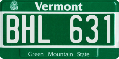VT license plate BHL631