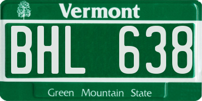 VT license plate BHL638