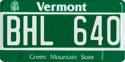 VT license plate BHL640