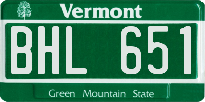 VT license plate BHL651