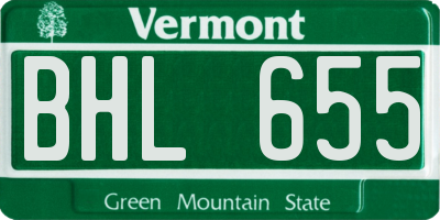 VT license plate BHL655