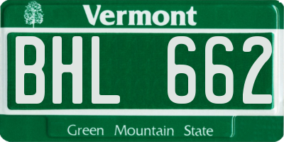 VT license plate BHL662