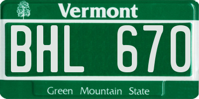 VT license plate BHL670