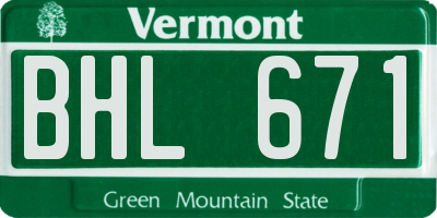 VT license plate BHL671