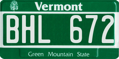 VT license plate BHL672