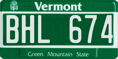 VT license plate BHL674
