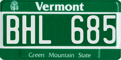 VT license plate BHL685