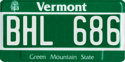 VT license plate BHL686