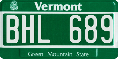 VT license plate BHL689