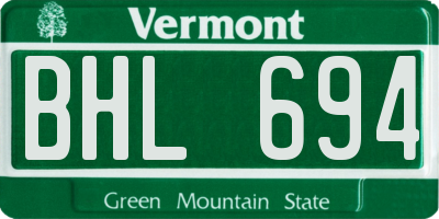 VT license plate BHL694