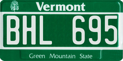 VT license plate BHL695