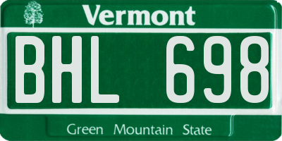 VT license plate BHL698
