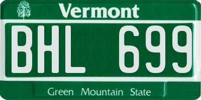 VT license plate BHL699