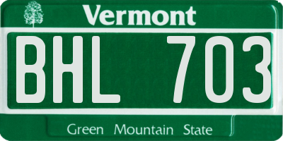 VT license plate BHL703