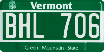 VT license plate BHL706