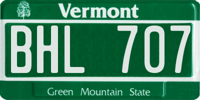 VT license plate BHL707