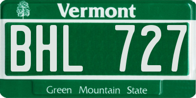 VT license plate BHL727