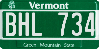 VT license plate BHL734