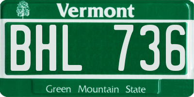 VT license plate BHL736