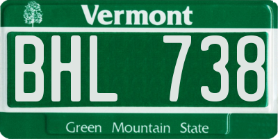 VT license plate BHL738