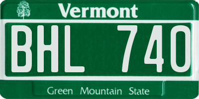 VT license plate BHL740