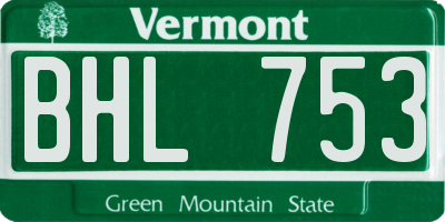 VT license plate BHL753