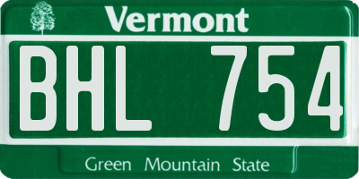 VT license plate BHL754