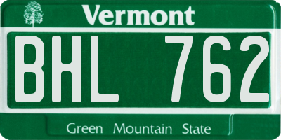 VT license plate BHL762